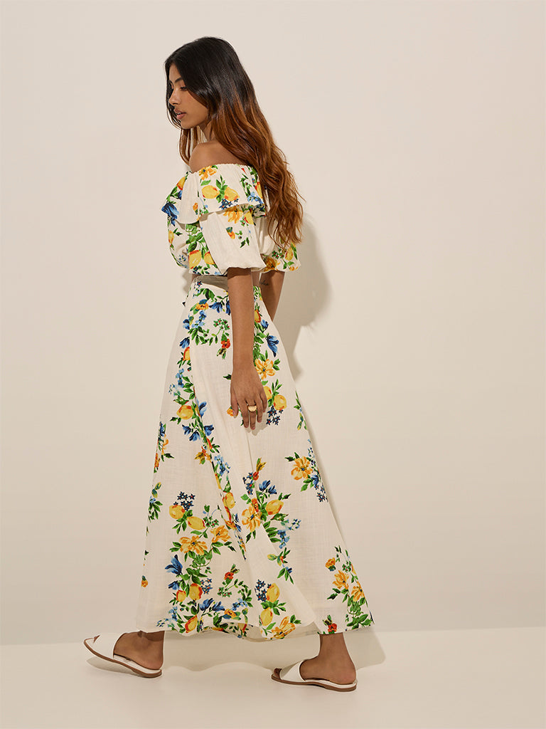 LOV Off-White Floral High-Rise Skirt - Image 4