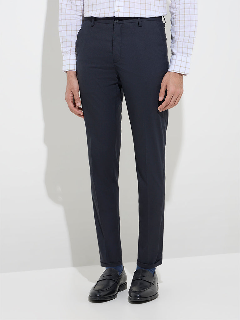 WES Formals Black Slim-Fit Mid-Rise Trousers - Image 3