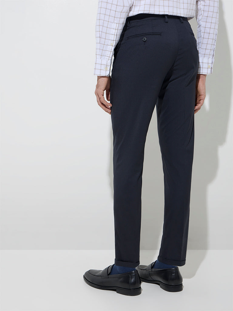 WES Formals Black Slim-Fit Mid-Rise Trousers - Image 4