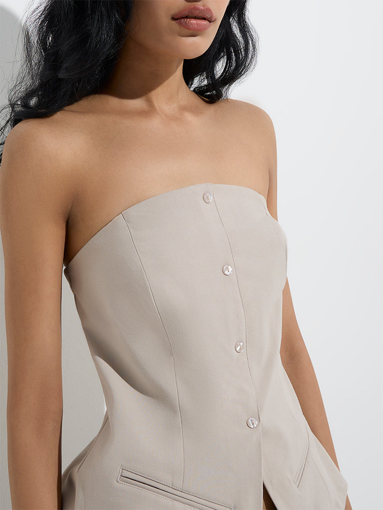 Nuon Beige Off-Shoulder Top - Image 2