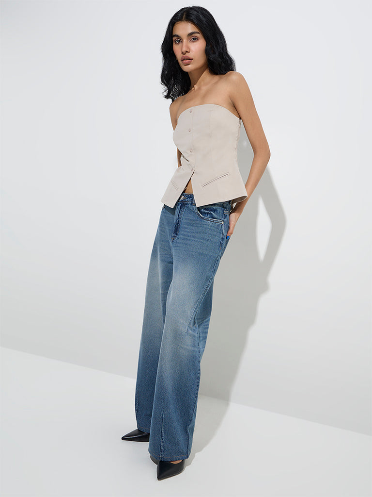 Nuon Beige Off-Shoulder Top - Image 3