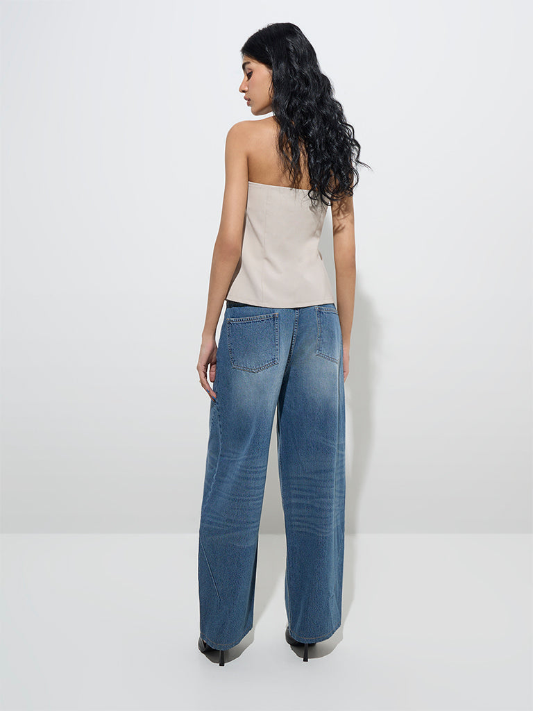 Nuon Beige Off-Shoulder Top - Image 4