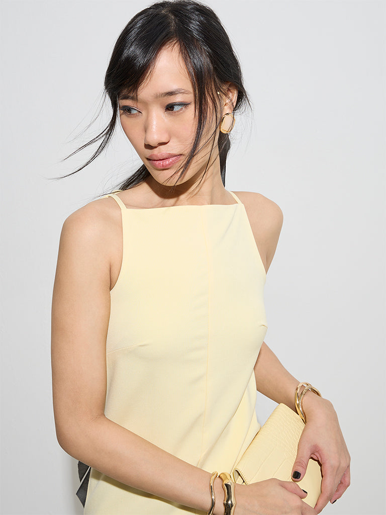 Nuon Yellow Solid Shift Dress - Image 3
