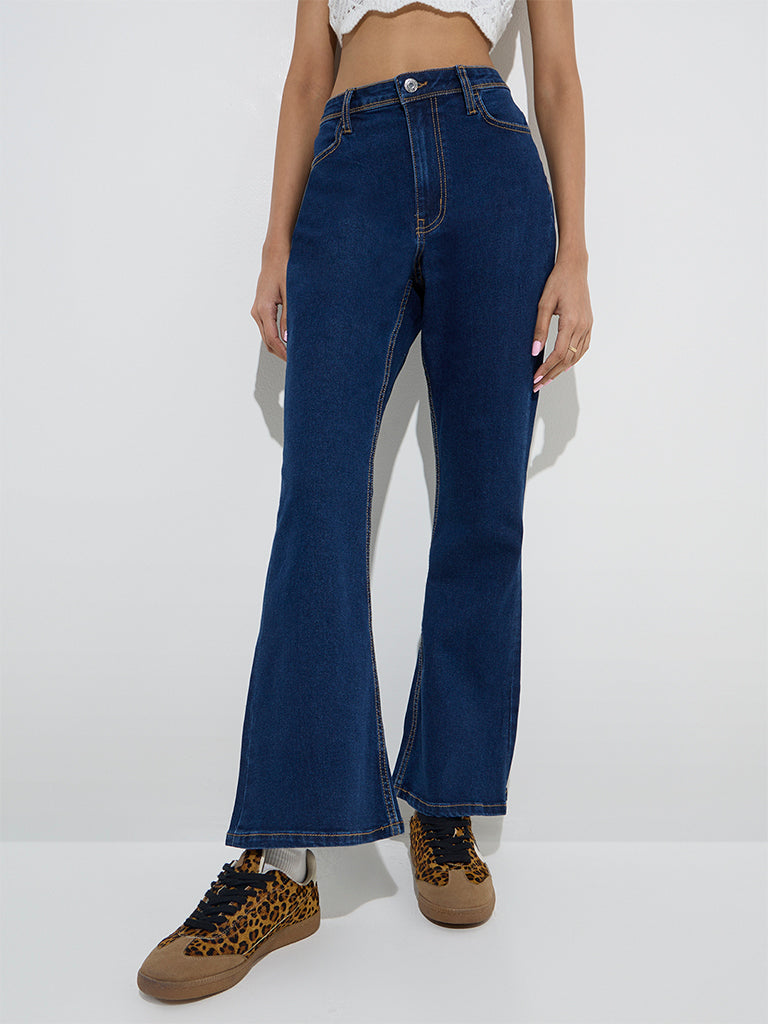 Nuon Dark Blue Wide-Leg High-Rise Jeans - Image 3
