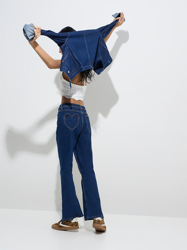 Nuon Dark Blue Wide-Leg High-Rise Jeans - Image 4