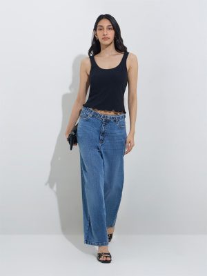 LOV Blue Wide-Leg High-Rise Jeans
