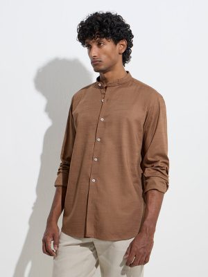 Ascot Brown Relaxed-Fit Cotton Shirt
