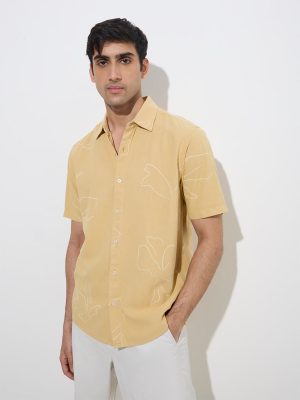 Ascot Mustard Abstract Design Relaxed-Fit Shirt