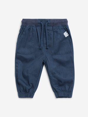 HOP Baby Navy Mid-Rise Cotton-Blend Joggers