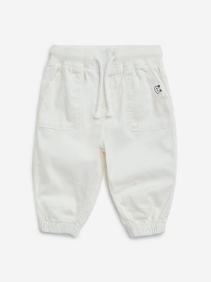 HOP Baby White Mid-Rise Cotton-Blend Joggers