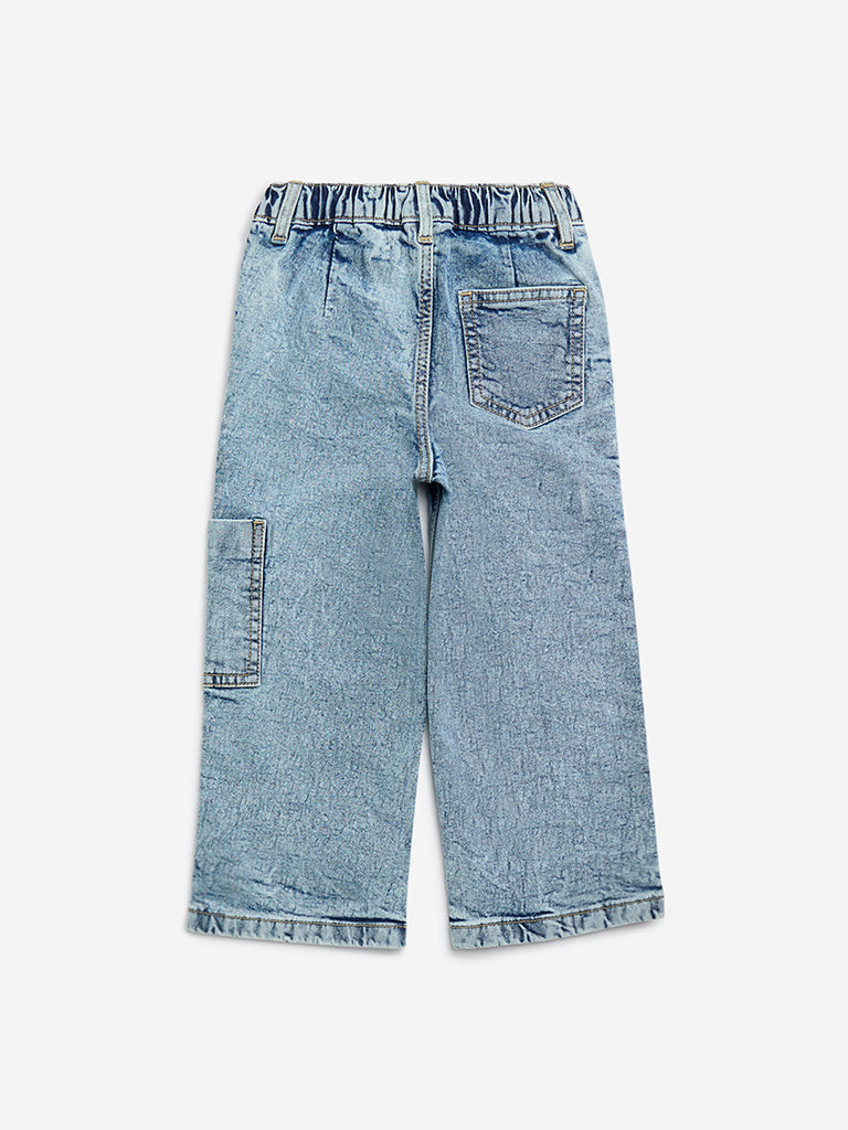 HOP Kids Light Blue Faded Straight-Fit Mid-Rise Jeans - Image 2