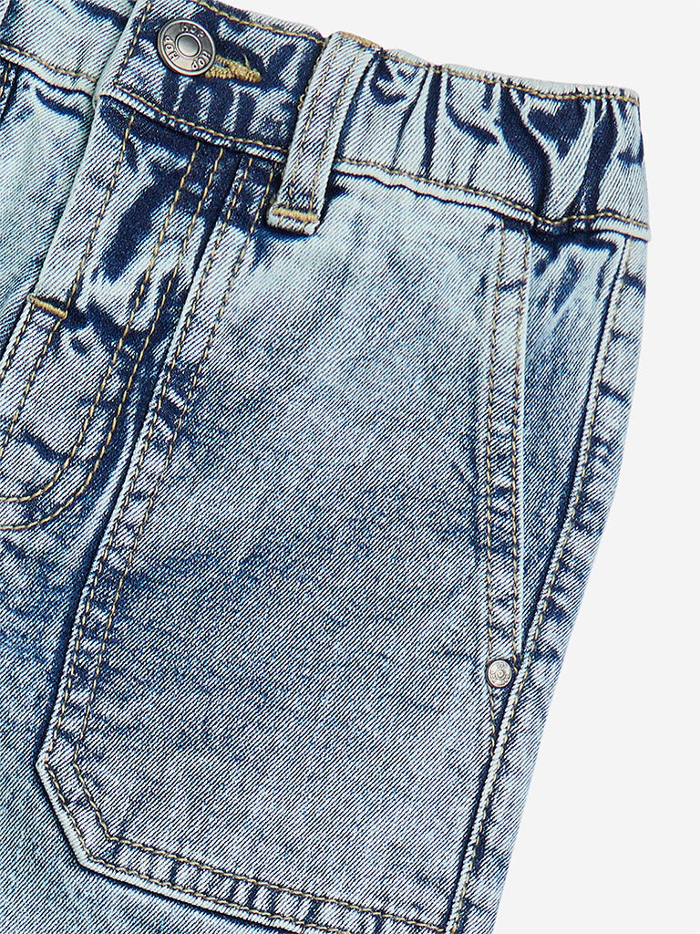 HOP Kids Light Blue Faded Straight-Fit Mid-Rise Jeans - Image 3