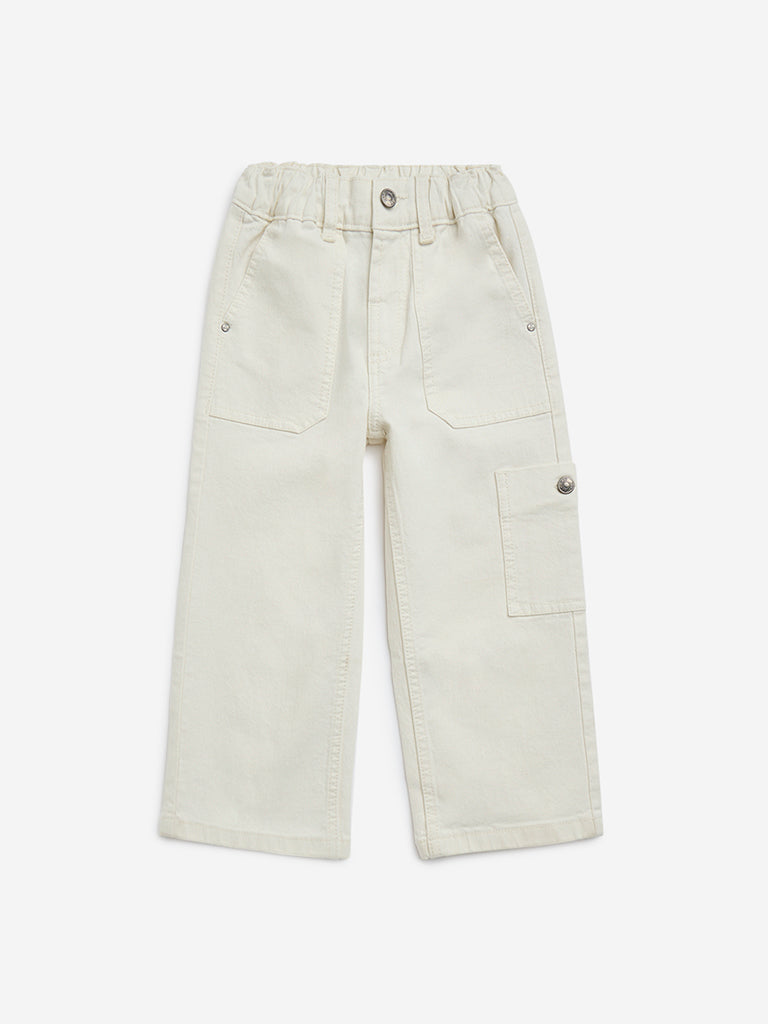 HOP Kids Off-White Straight-Fit High-Rise Jeans