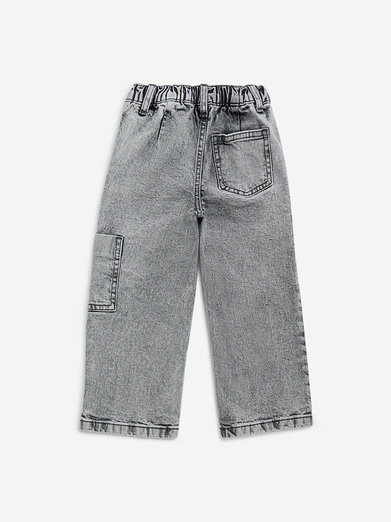 HOP Kids Charcoal Faded Straight-Fit Mid-Rise Jeans - Image 2