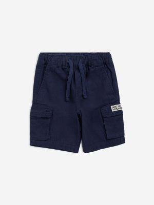 HOP Kids Navy Mid-Rise Cotton Shorts
