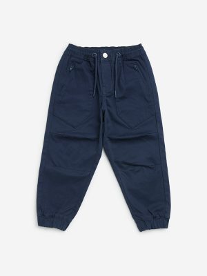 HOP Kids Navy Mid-Rise Cotton-Blend Joggers