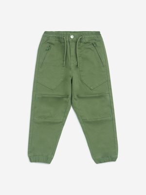 HOP Kids Olive Mid-Rise Cotton Joggers