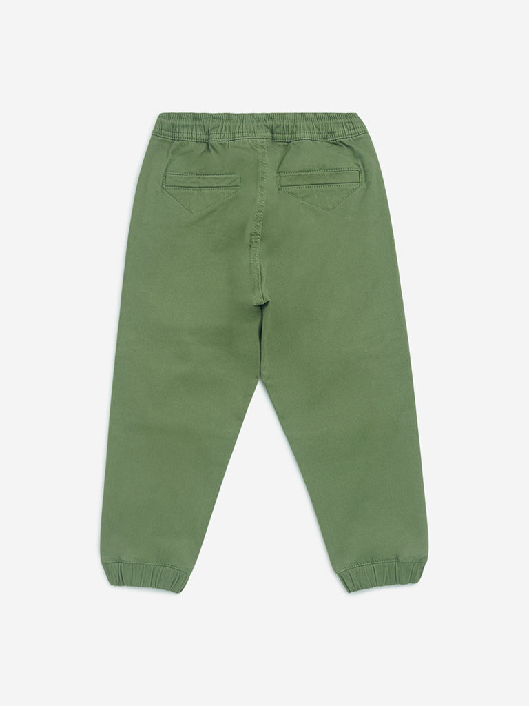 HOP Kids Olive Mid-Rise Cotton Joggers - Image 3