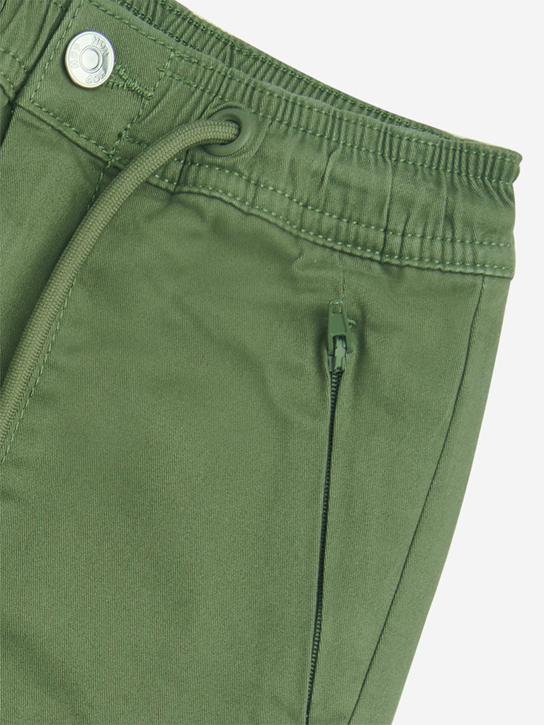 HOP Kids Olive Mid-Rise Cotton Joggers - Image 4