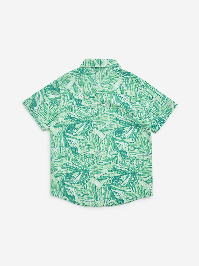 HOP Kids Green Leaf Design Cotton Shirt - Image 2