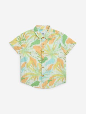 HOP Kids Multicolour Botanical Printed Cotton Shirt