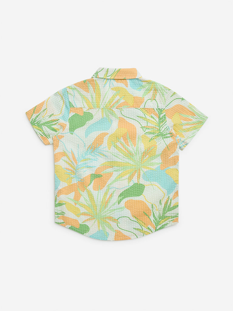 HOP Kids Multicolour Botanical Printed Cotton Shirt - Image 2