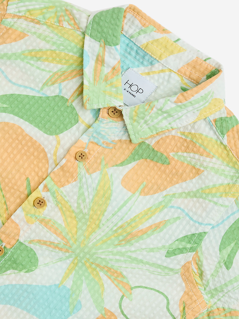 HOP Kids Multicolour Botanical Printed Cotton Shirt - Image 3