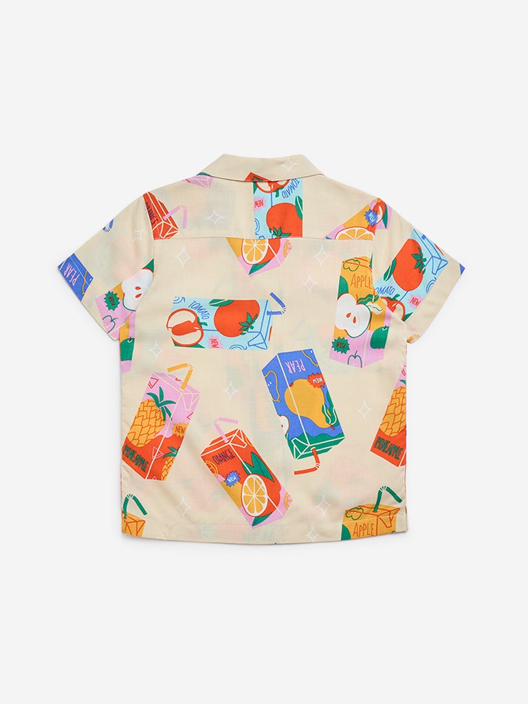 HOP Kids Beige Printed Shirt - Image 2
