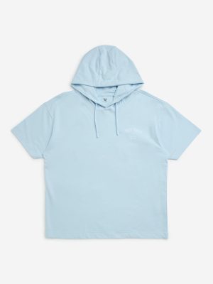 Y&F Kids Light Blue Text Design Cotton Hoodie