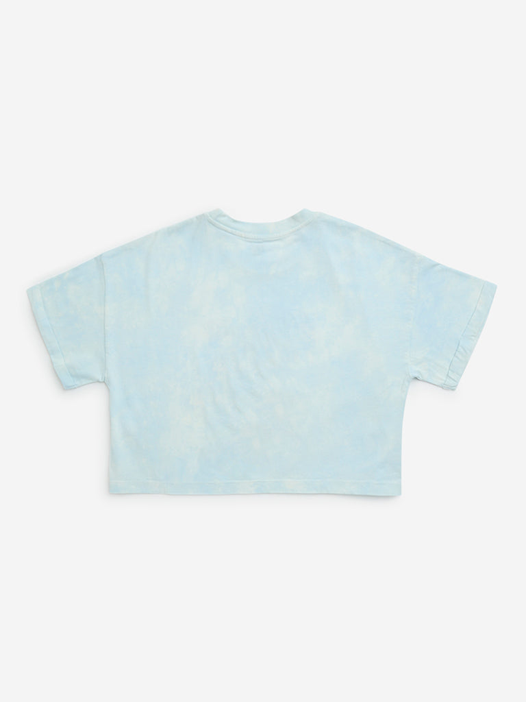 Y&F Kids Light Blue Beach Printed Cotton T-Shirt - Image 3