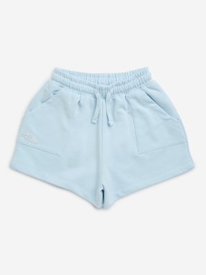 Y&F Kids Light Blue High-Rise Cotton Shorts