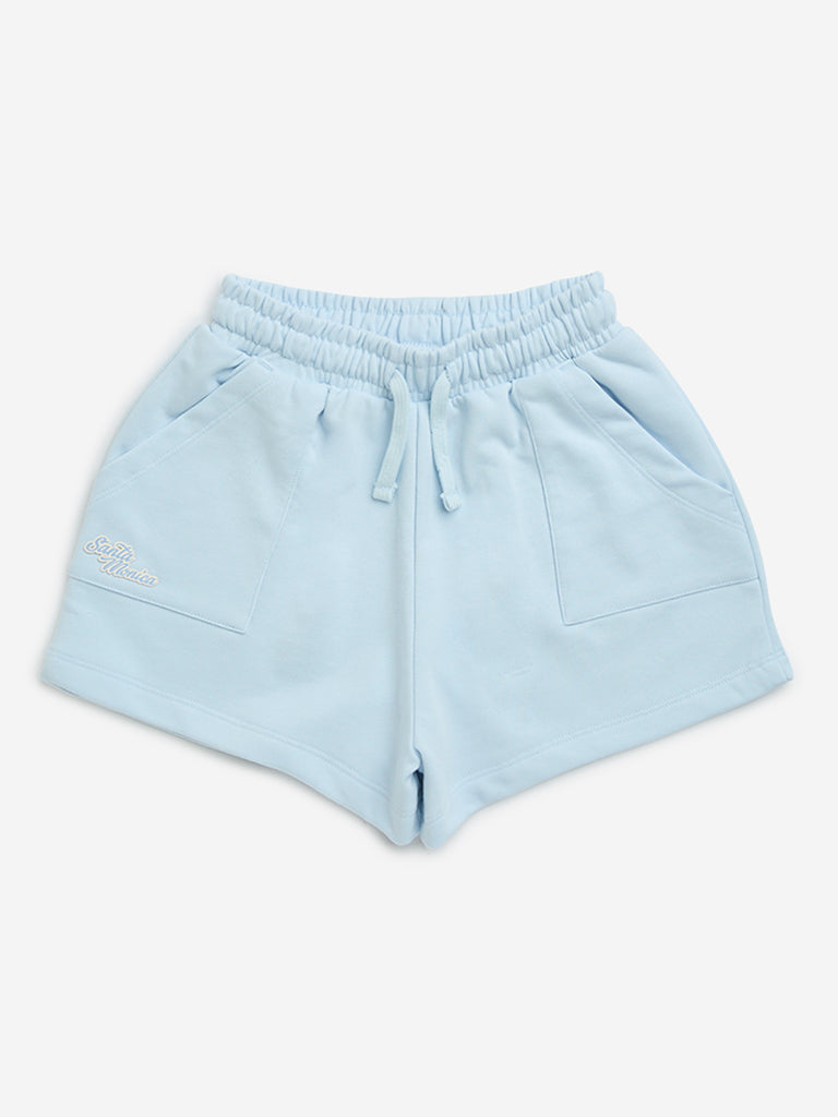 Y&F Kids Light Blue High-Rise Cotton Shorts