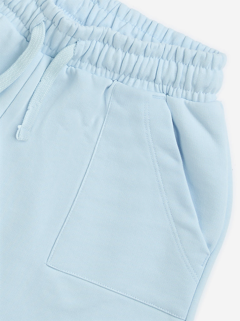 Y&F Kids Light Blue High-Rise Cotton Shorts - Image 4