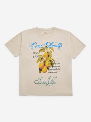 Y&F Kids Beige Fruit Design Cotton T-Shirt