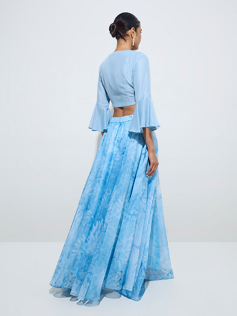Vark Blue Printed Brasso Skirt - Image 3