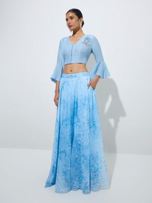 Vark Blue Printed Brasso Skirt