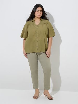 Gia Sage High-Rise Cotton-Blend Jeggings