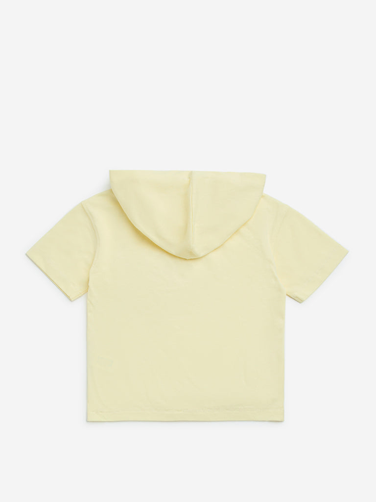 HOP Kids Yellow Text Embossed Cotton Hoodie - Image 2