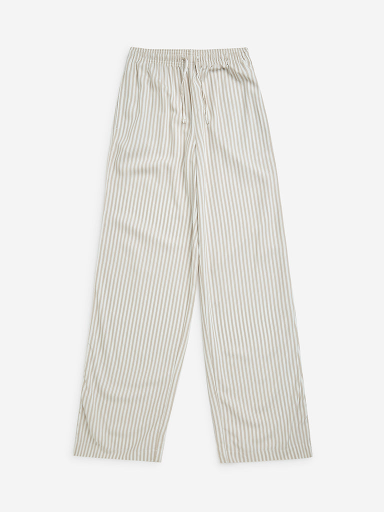 Y&F Kids Beige Striped High-Rise Pants
