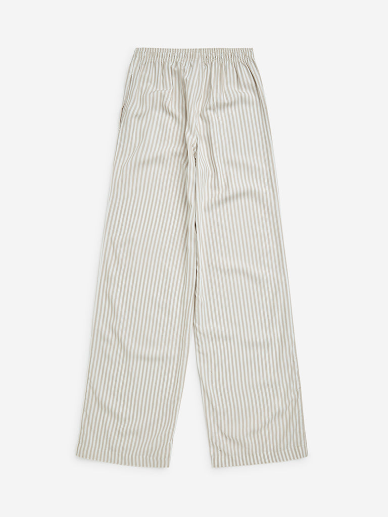 Y&F Kids Beige Striped High-Rise Pants - Image 3
