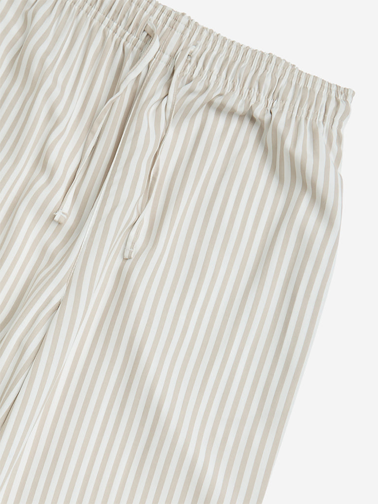 Y&F Kids Beige Striped High-Rise Pants - Image 4