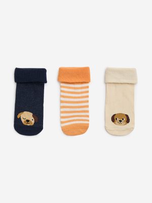 HOP Baby Multicolour Animal Printed Cotton-Blend Socks - Pack of 3