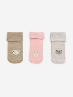 HOP Baby Multicolour Animal Design Cotton-Blend Socks - Pack of 3