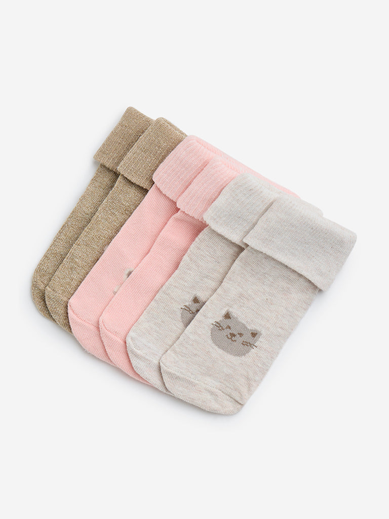 HOP Baby Multicolour Animal Design Cotton-Blend Socks - Pack of 3 - Image 2