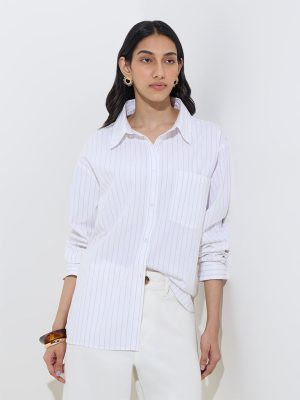 LOV White Stripe Cotton Shirt