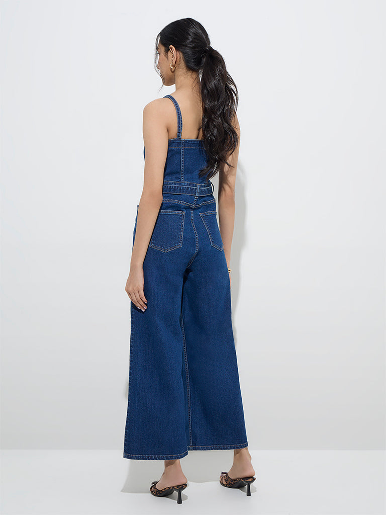 LOV Dark Blue Denim Jumpsuit with Belt - Image 4