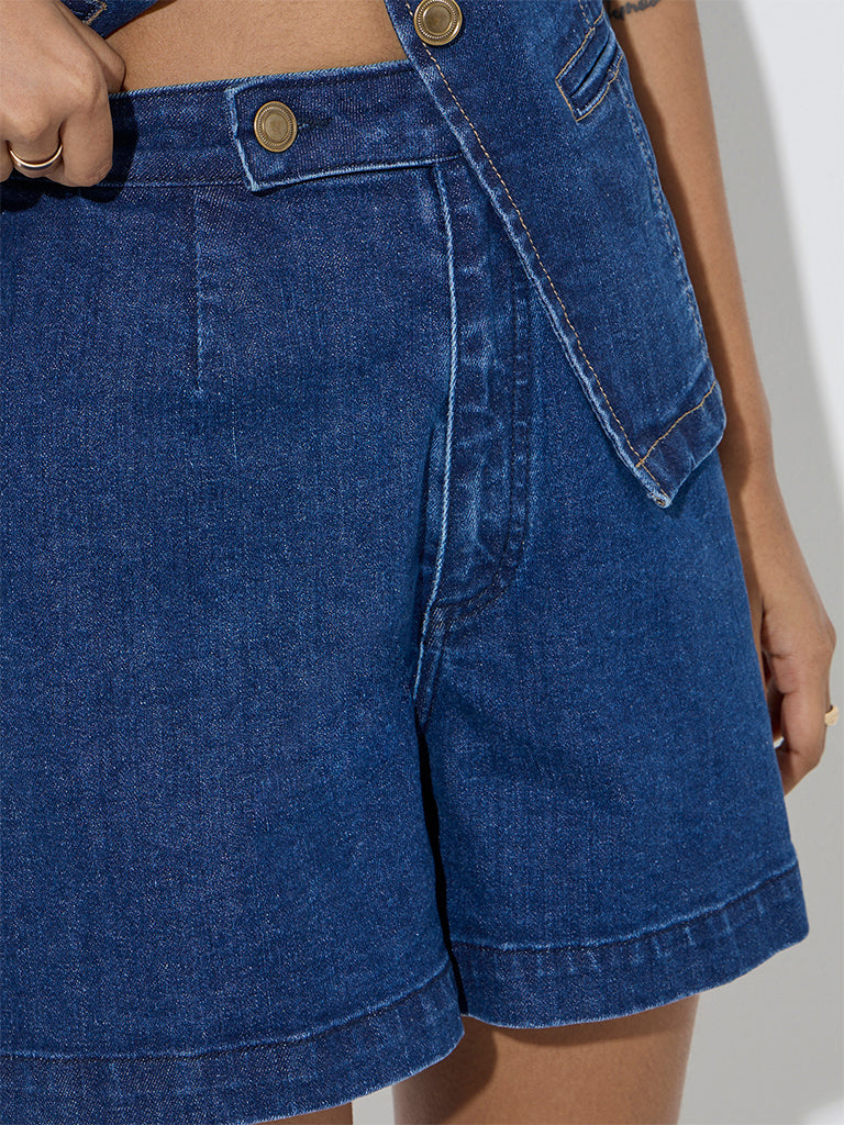 LOV Dark Blue High-Rise Denim Shorts - Image 2