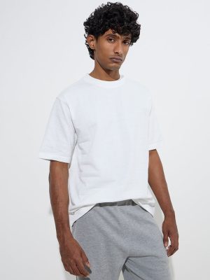 WES Lounge White Relaxed-Fit Cotton-Blend T-Shirt
