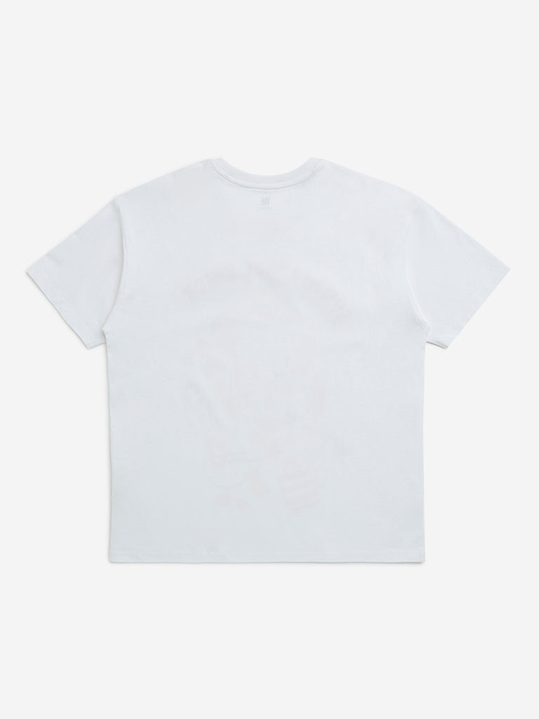 Y&F Kids White Embroidered Cotton T-Shirt - Image 3
