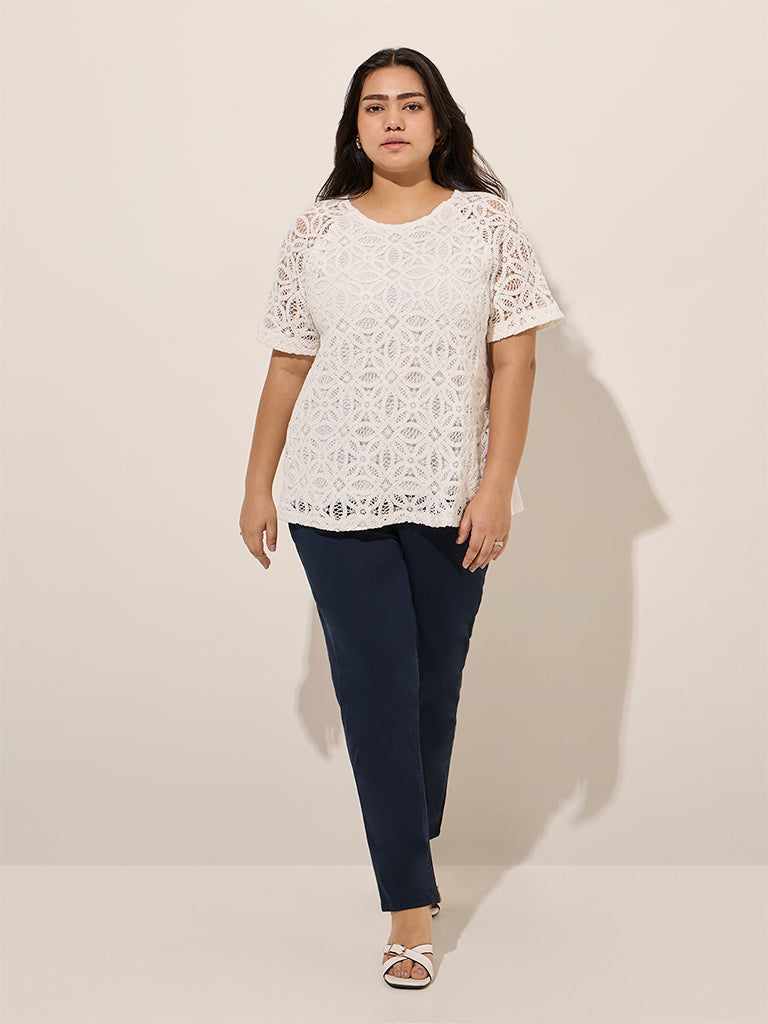 Gia White Floral Lace-Design Top - Image 3